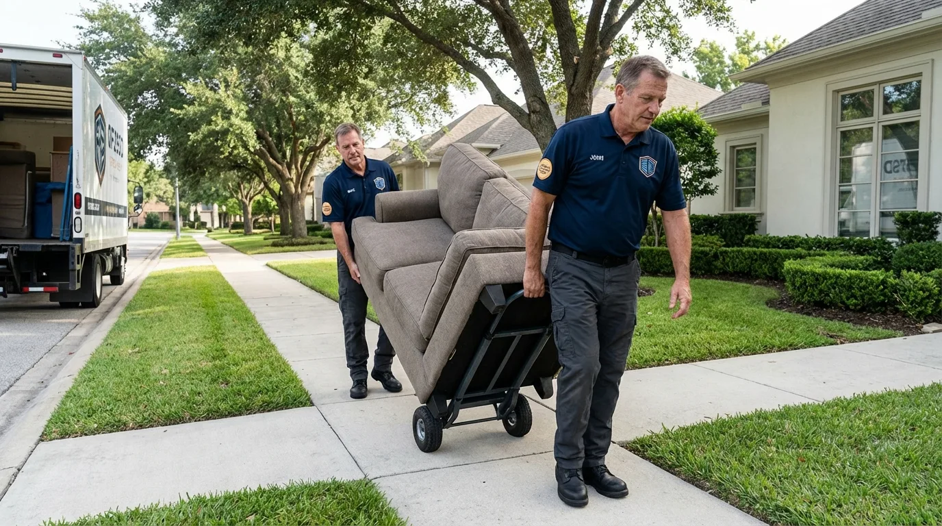 Local residential moving crew loading furniture in Ogden, IA